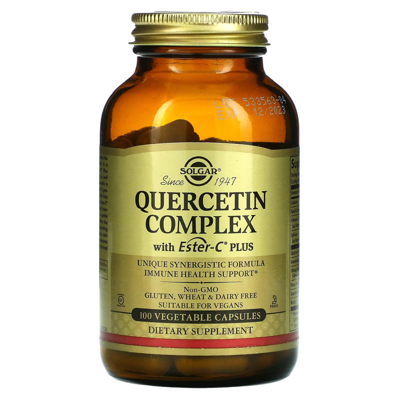 Solgar Quercetin Complex with Ester-C Plus 100 Vegetable Capsules solgar ester c plus vitamin c 45 capsules 500 mg
