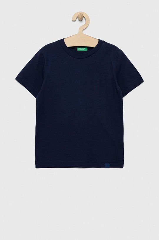 Детская хлопковая футболка United Colors of Benetton, темно-синий