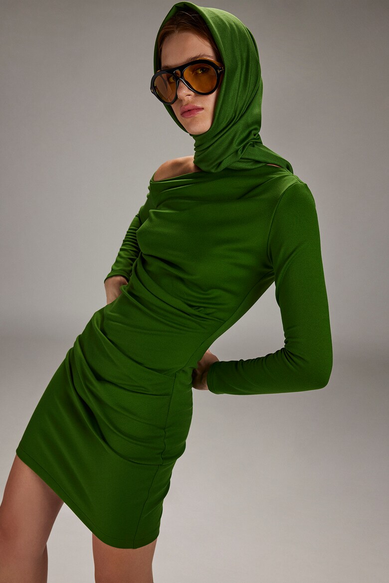 Приталенное платье с асимметричным вырезом Alina Cernatescu, зеленый