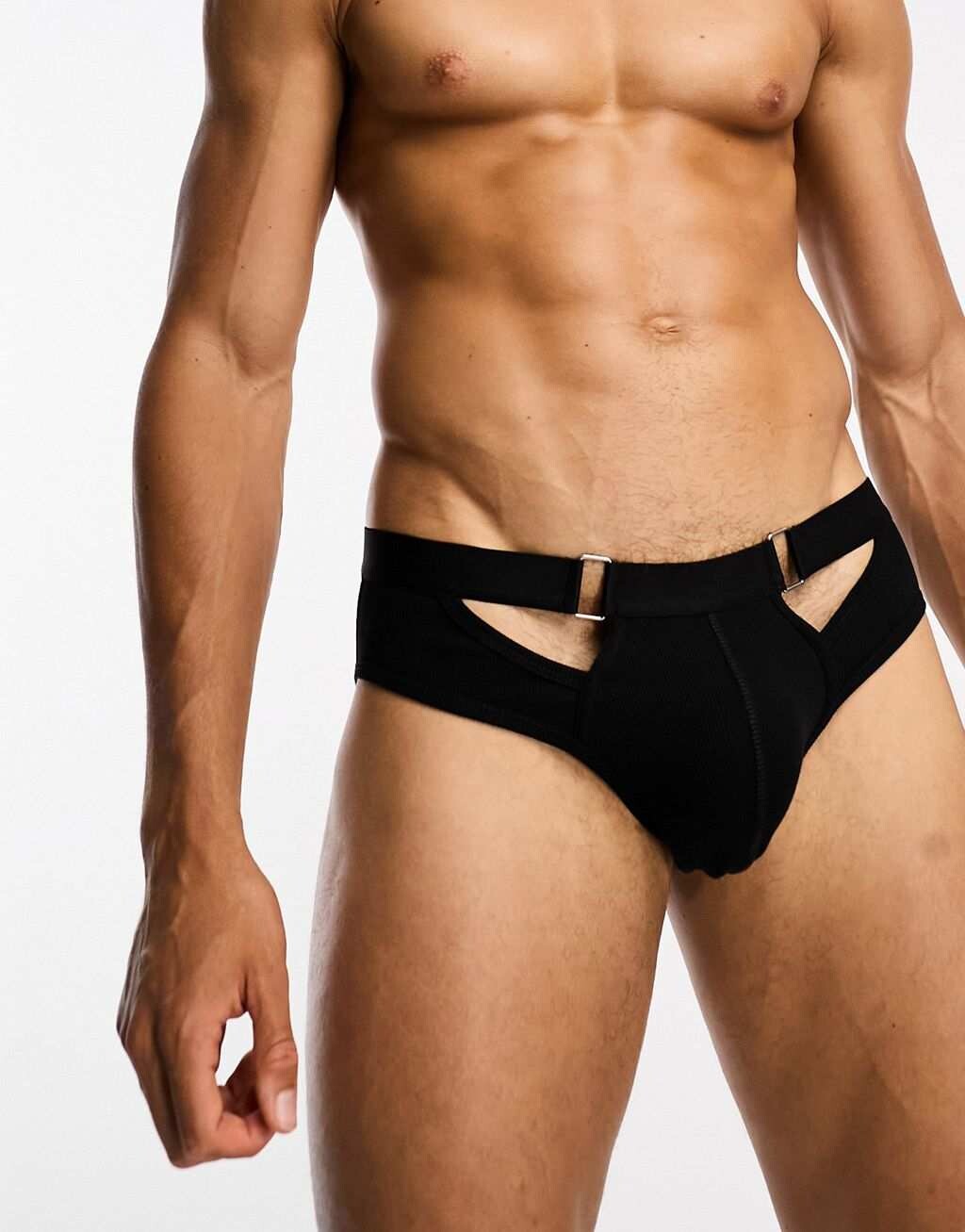 

Черные трусы в рубчик с фурнитурой ASOS DESIGN