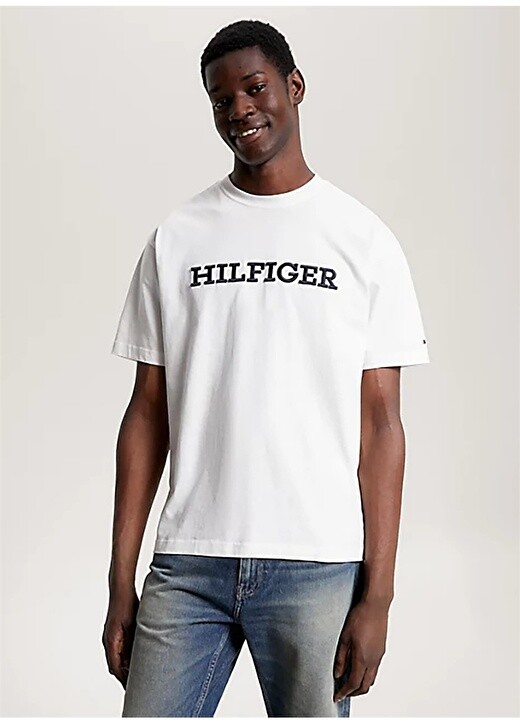 

Белая мужская футболка с круглым вырезом Tommy Hilfiger, Белый