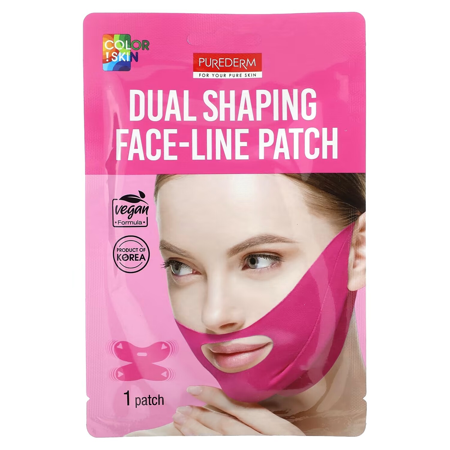 

Патч Purederm Dual Shaping Face-Line Patch, розовый