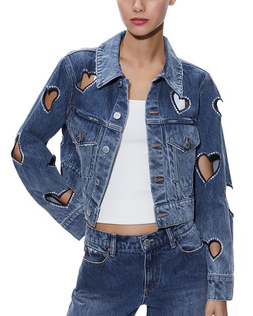 

Укороченная джинсовая куртка Jeff с украшением Alice and Olivia, цвет Blue