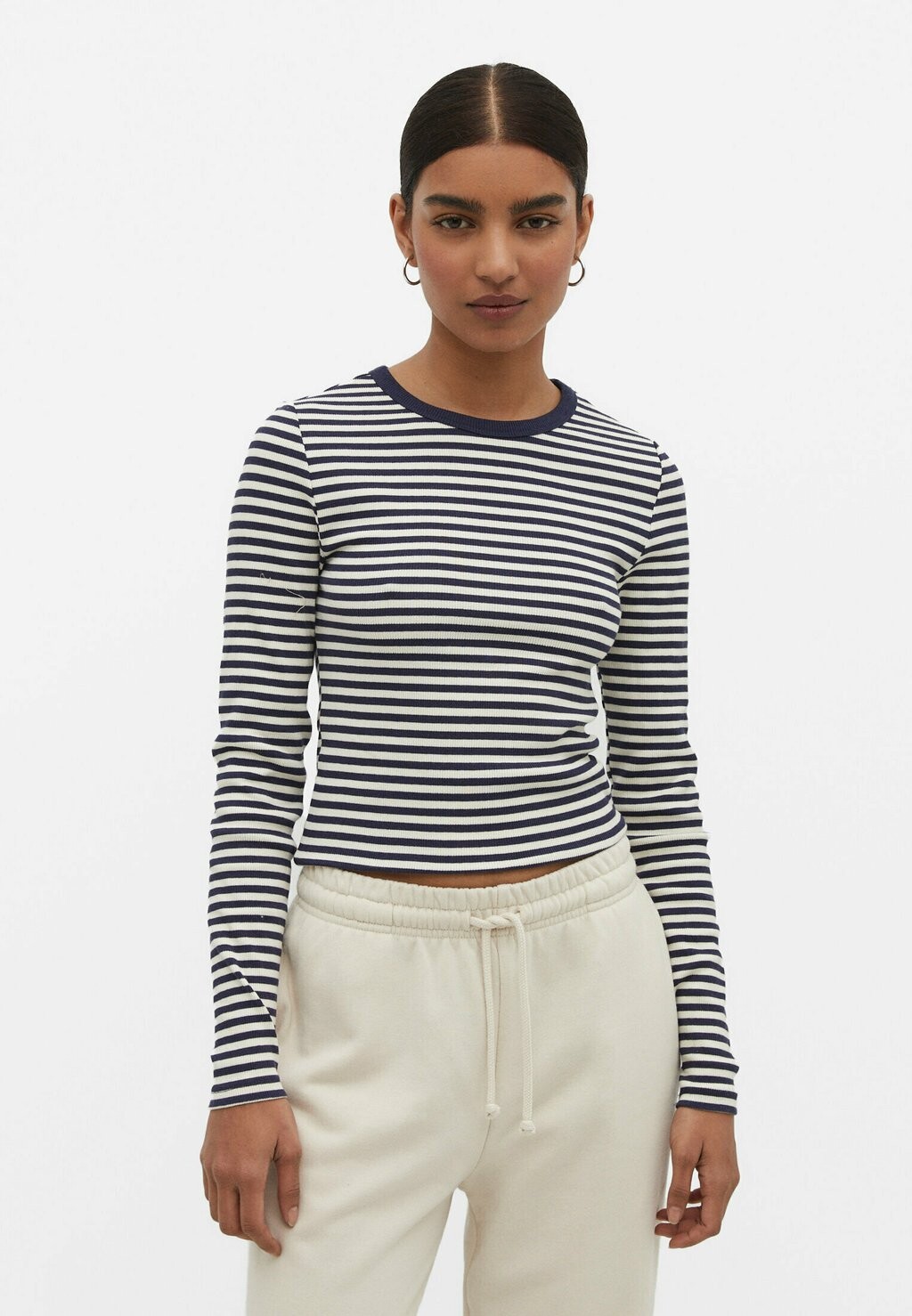 

Футболка с длинным рукавом Striped Stradivarius, цвет dark blue