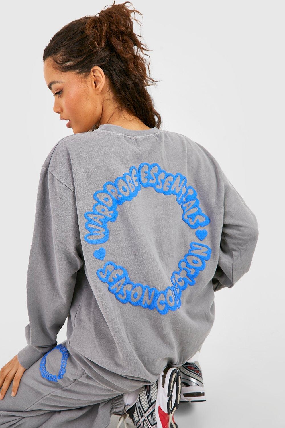 

Спортивный костюм overdyed wardrobe essentials свитшот с слоганом Boohoo, серый