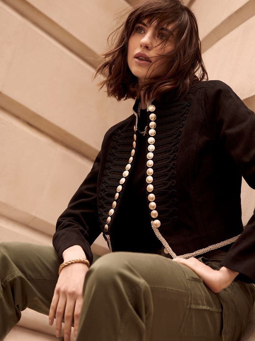 

Укороченная куртка в стиле милитари Mint Velvet, черная, Черный