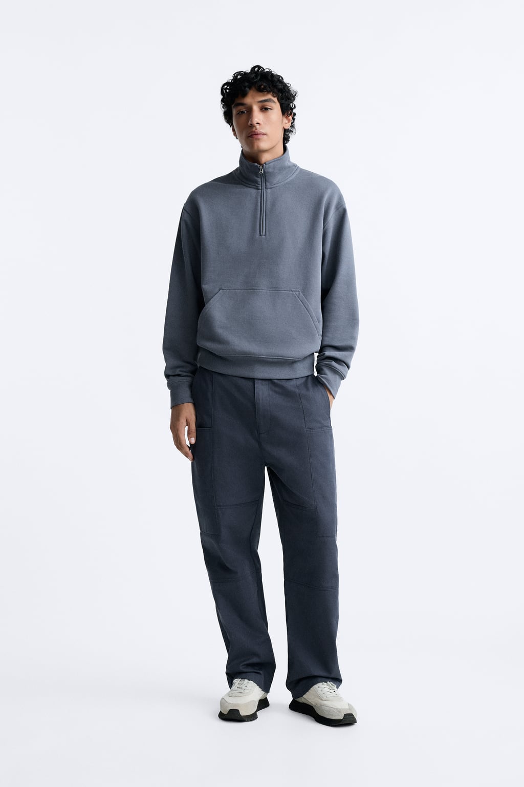 

Хлопковые брюки карго ZARA, синий