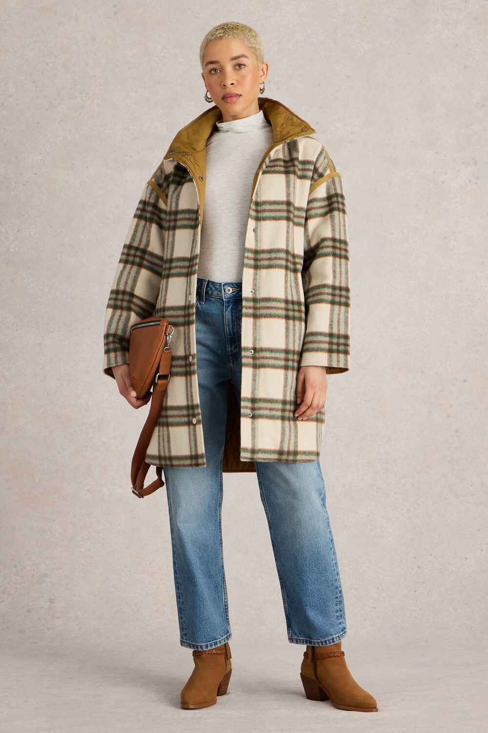 

Пальто в клетку stuff marlowe White Stuff, белый