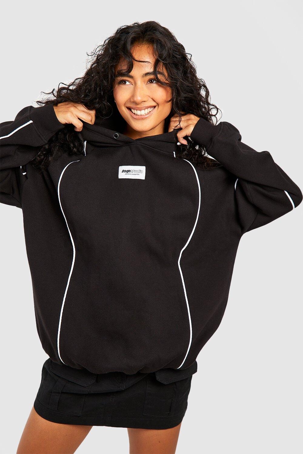 

Худи оверсайз с кантовкой Boohoo, черный