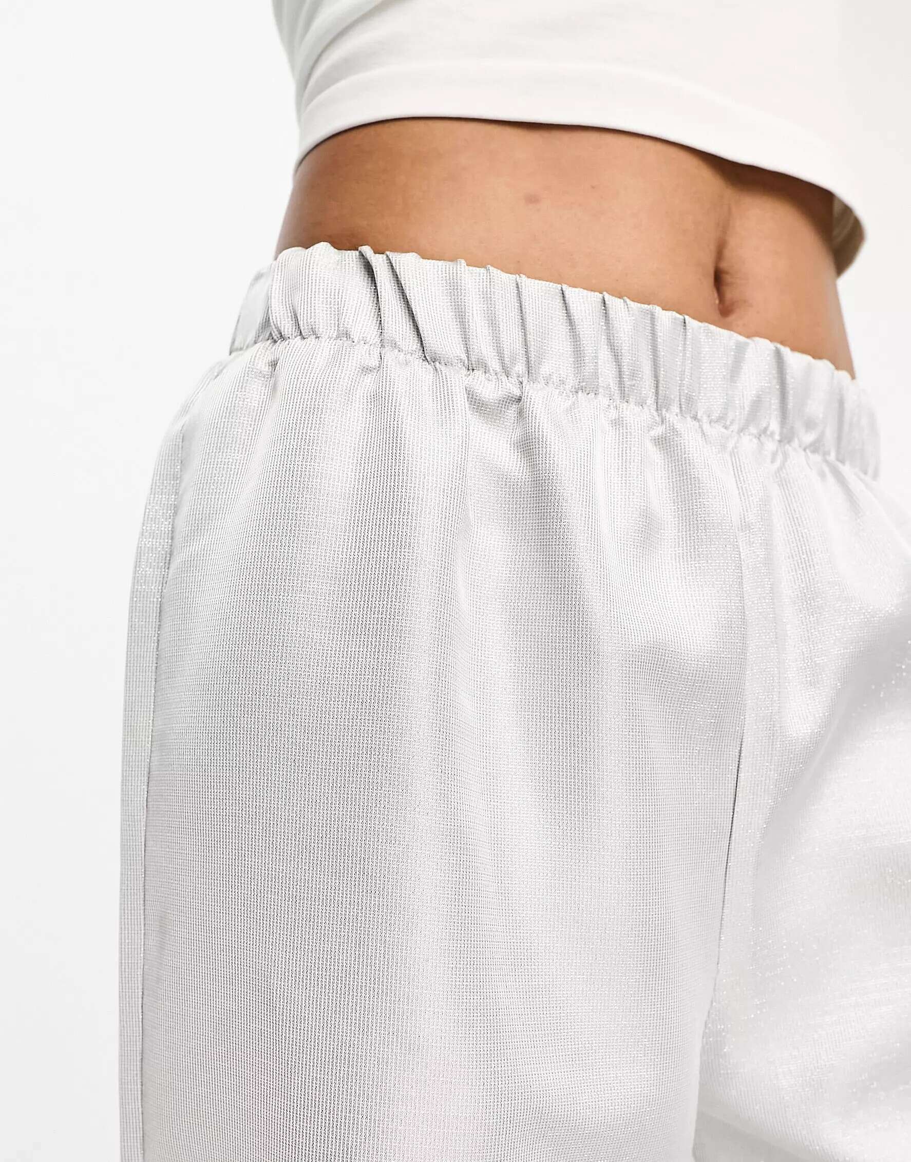 Серебристые широкие брюки карго с блестками Extro & Vert