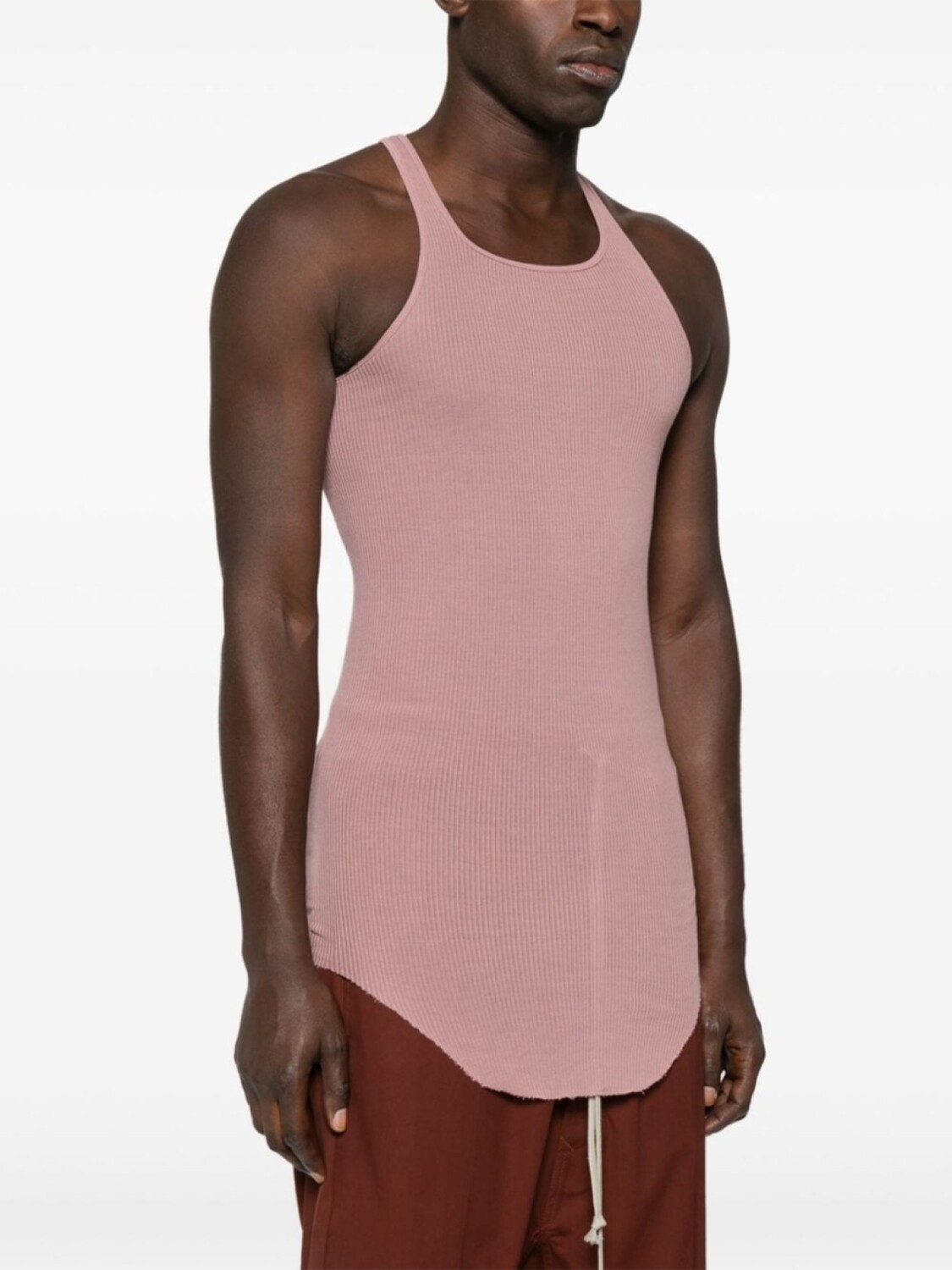 

Rick Owens топ в рубчик с необработанными краями, розовый