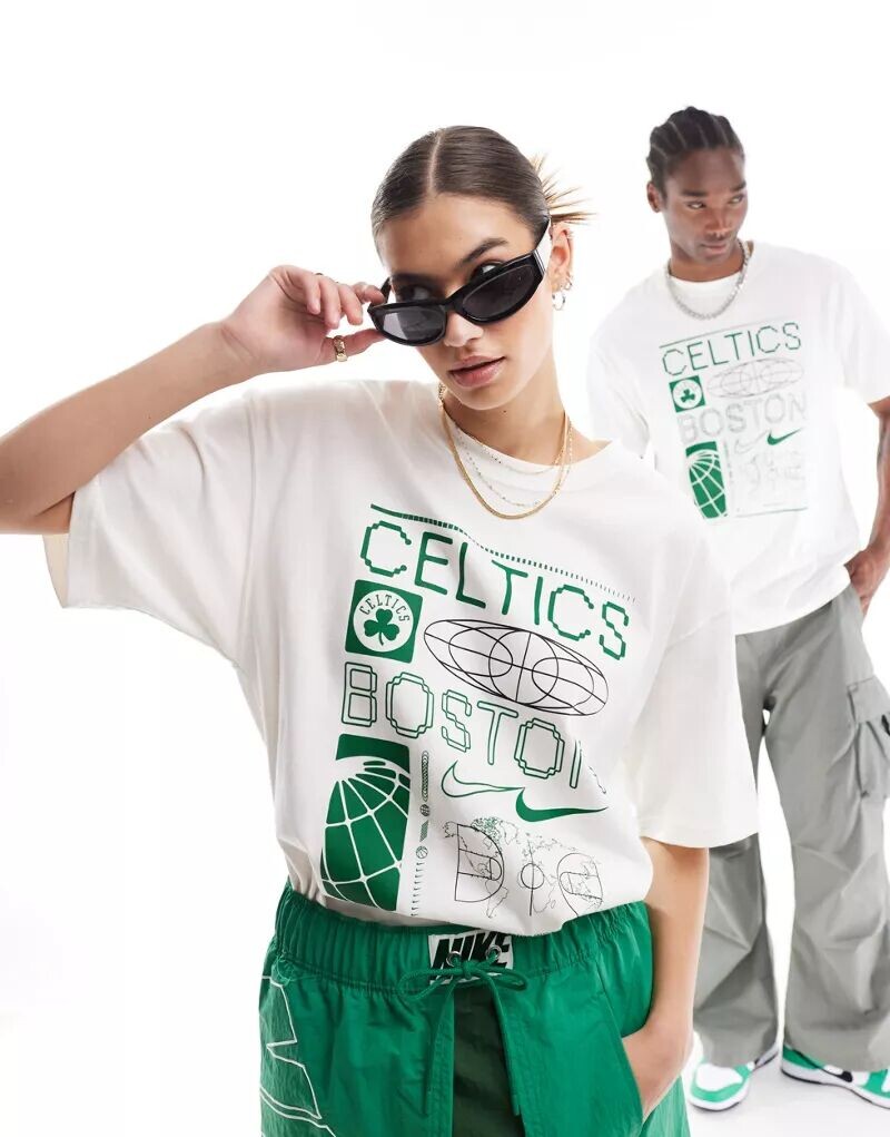 

Белая футболка унисекс Nike NBA Boston Celtics J с графическим принтом