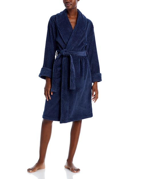 Велюровый банный халат Tivoli Sculpted Hudson Park Collection, цвет Blue