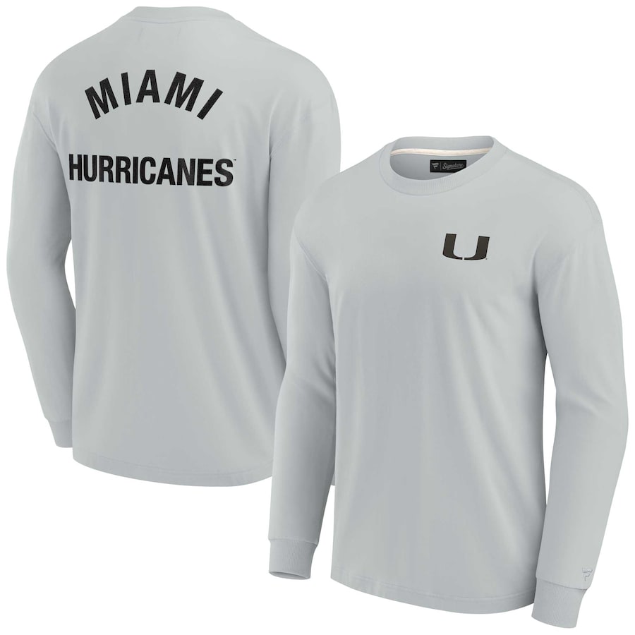 

Футболка с длинным рукавом Fanatics Signature Miami Hurricanes, серый