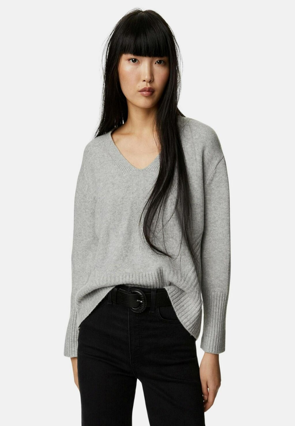 

Вязаный свитер TEXTURED V-NECK Marks & Spencer, цвет grey marl