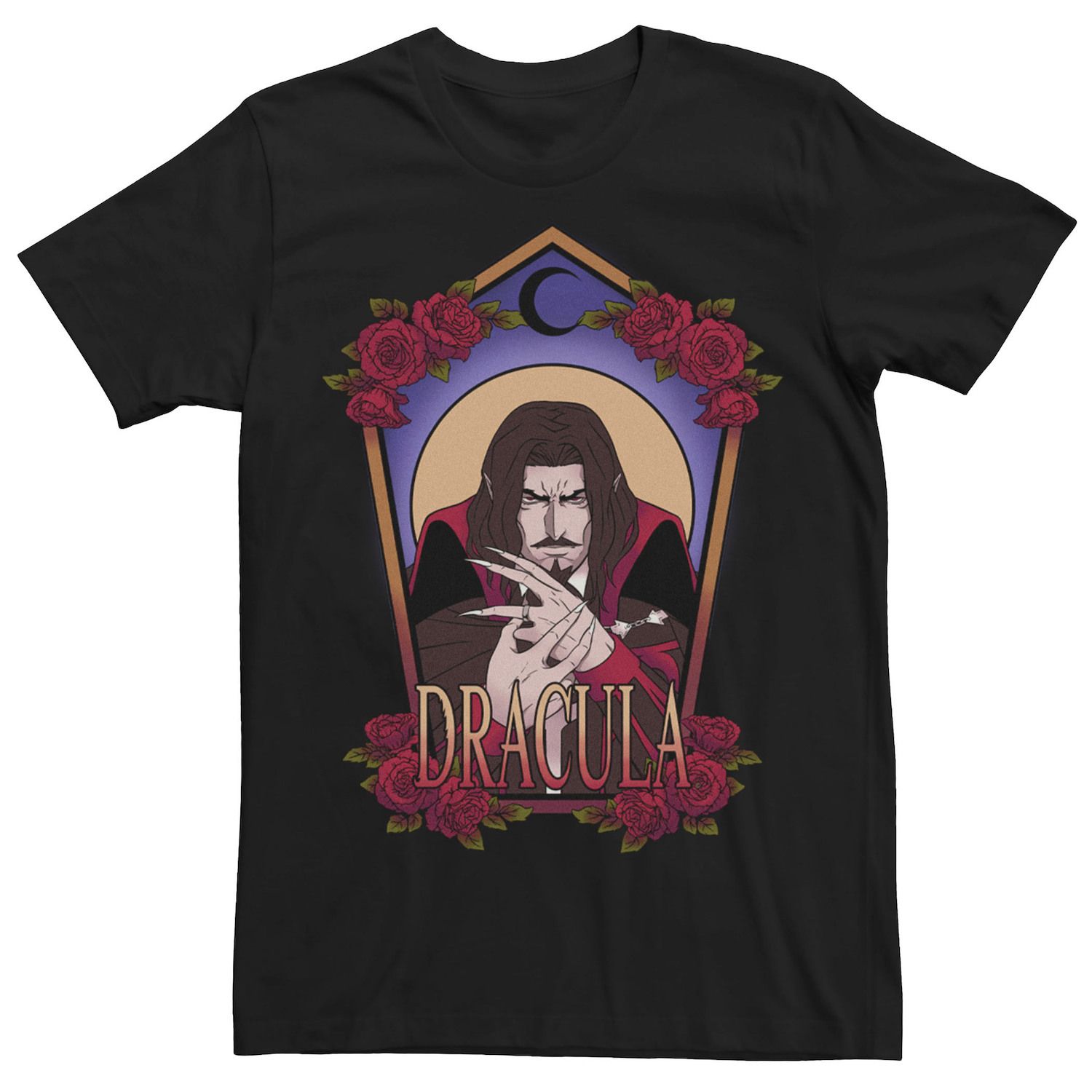 Мужская футболка Netflix Castlevania Dracula с цветочным портретом и портретом Licensed Character