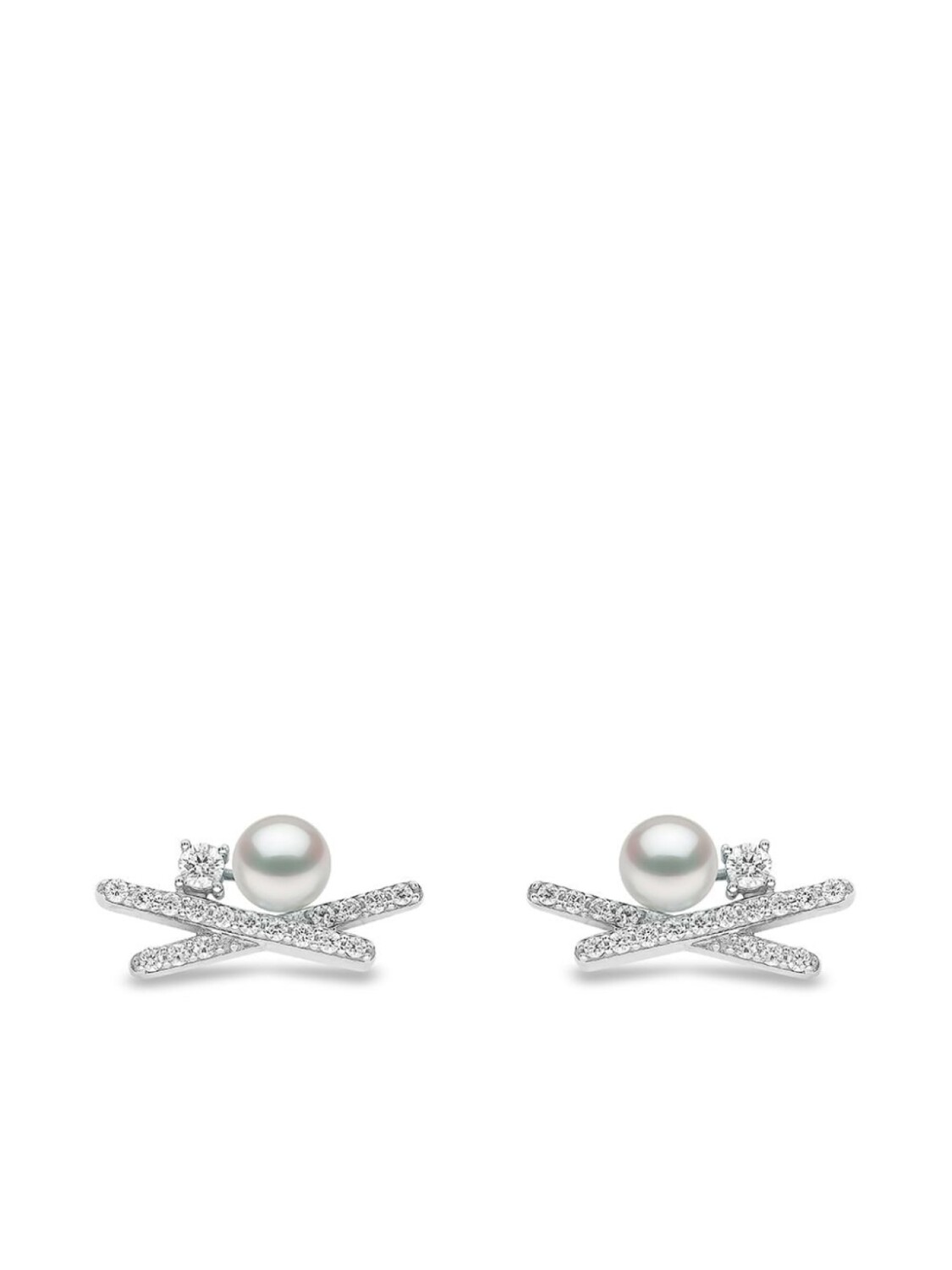 

Серьги Sleek из белого золота с жемчугом и бриллиантами Yoko London, серебряный