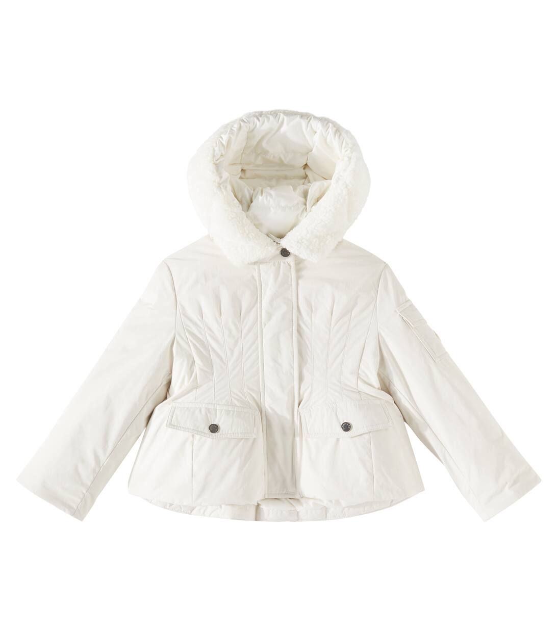 

Бронзовый пуховик Moncler Enfant, белый