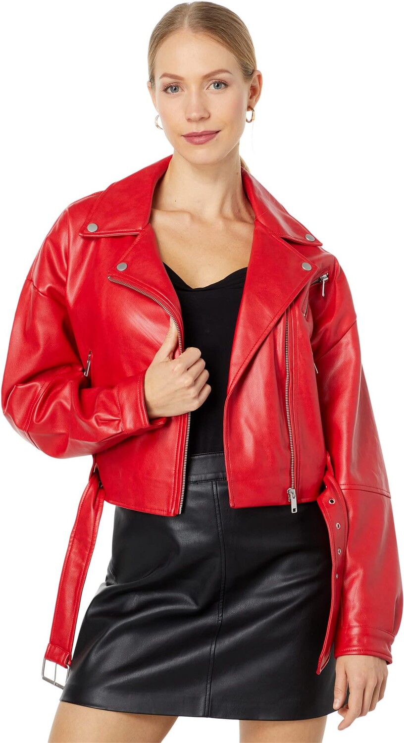 

Куртка Oversized Faux Leather Cropped Biker Avec Les Filles, цвет Lipstick