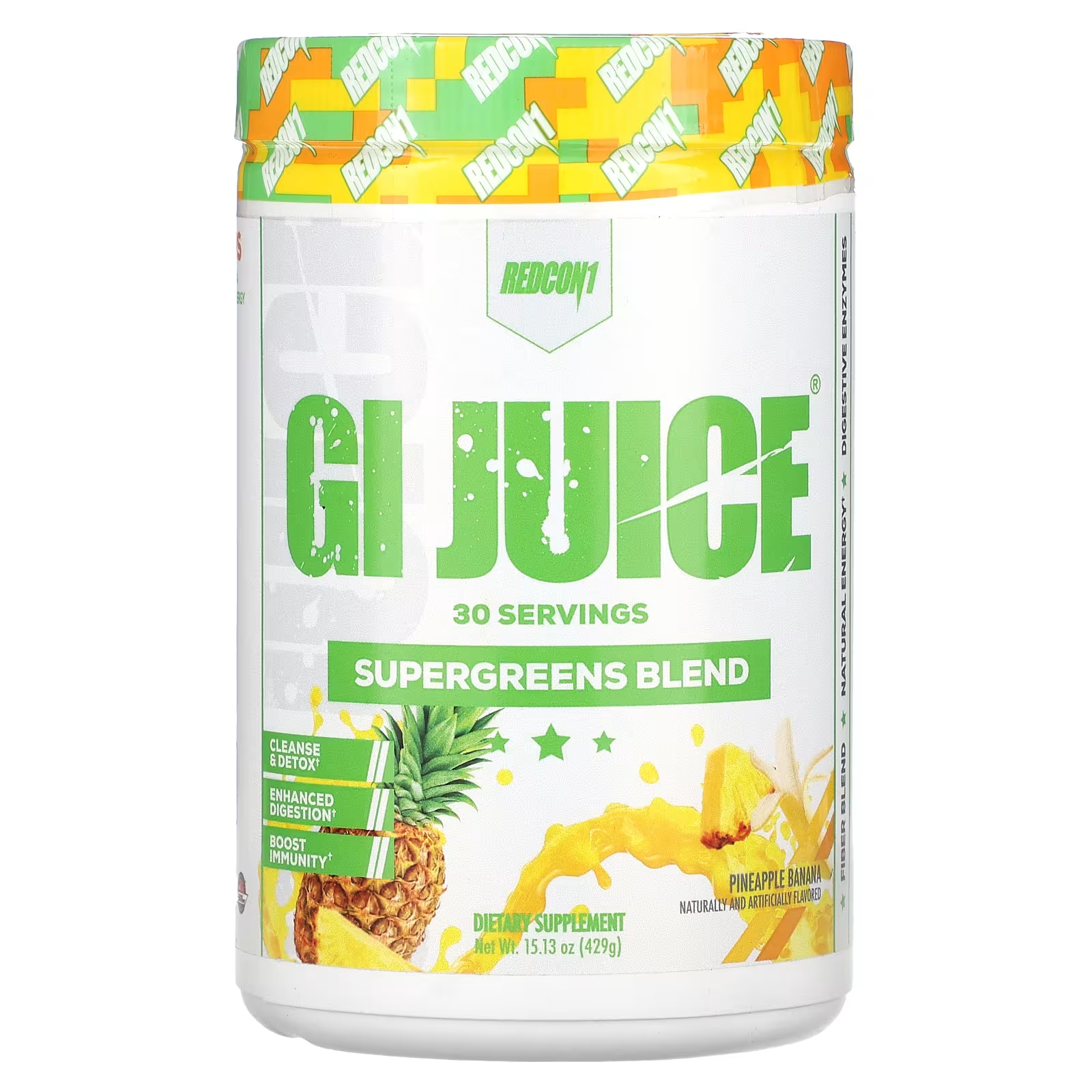 Пищевая добавка Redcon1 GI Juice Supergreens смесь ананаса и банана, 429 г