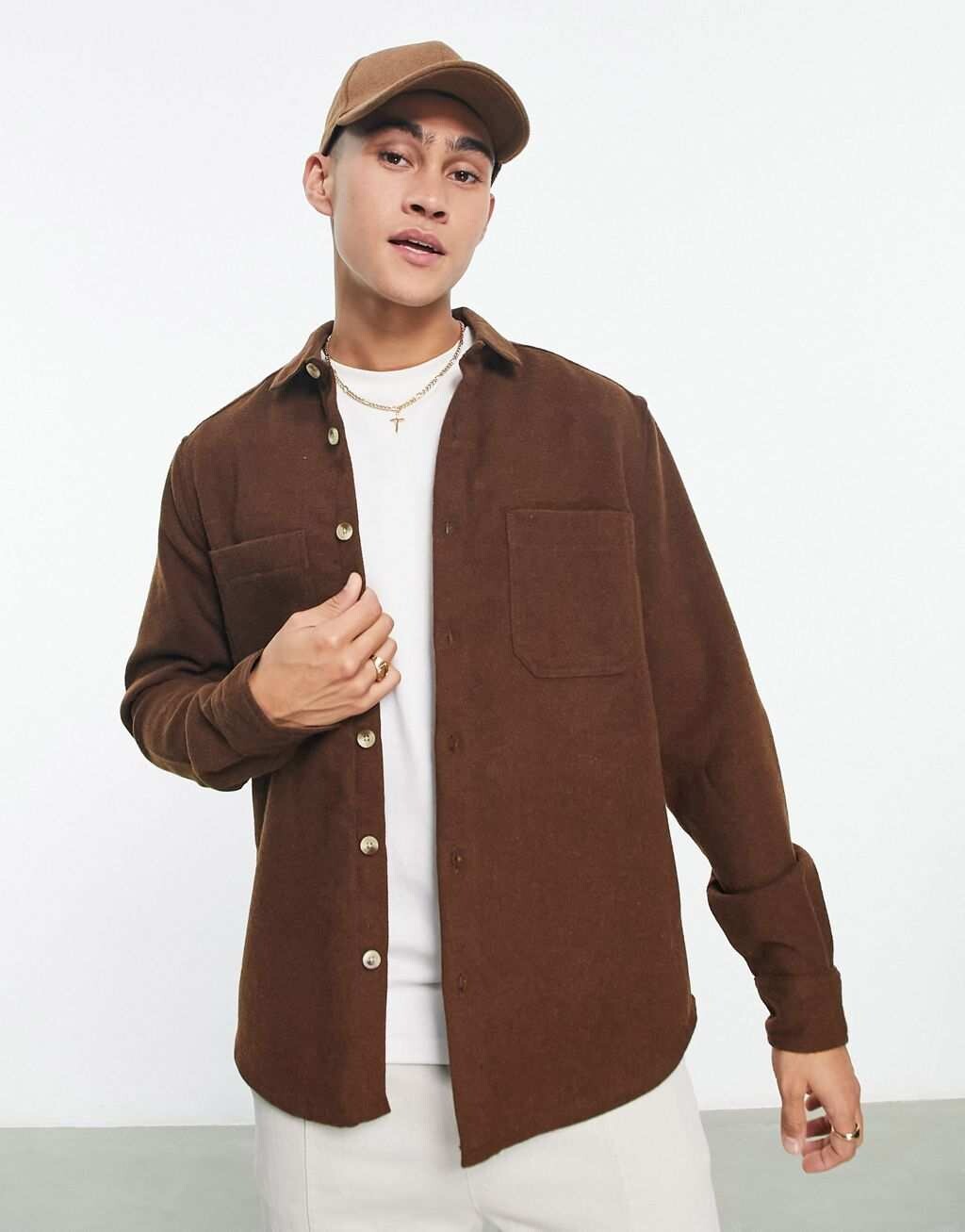 

Коричневая куртка из смесовой шерсти ASOS DESIGN, Коричневый