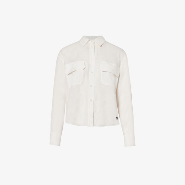 

Льняная рубашка свободного кроя с карманами eureka Weekend Max Mara, белый