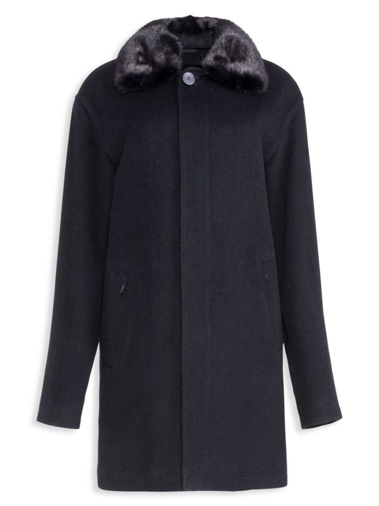 цена Шерстяное пальто на подкладке из овчины Wolfie Furs, цвет Black Frost