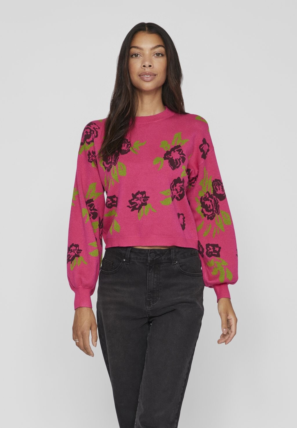 

Свитшот VILA VIZASSI O NECK, цвет pink yarrow