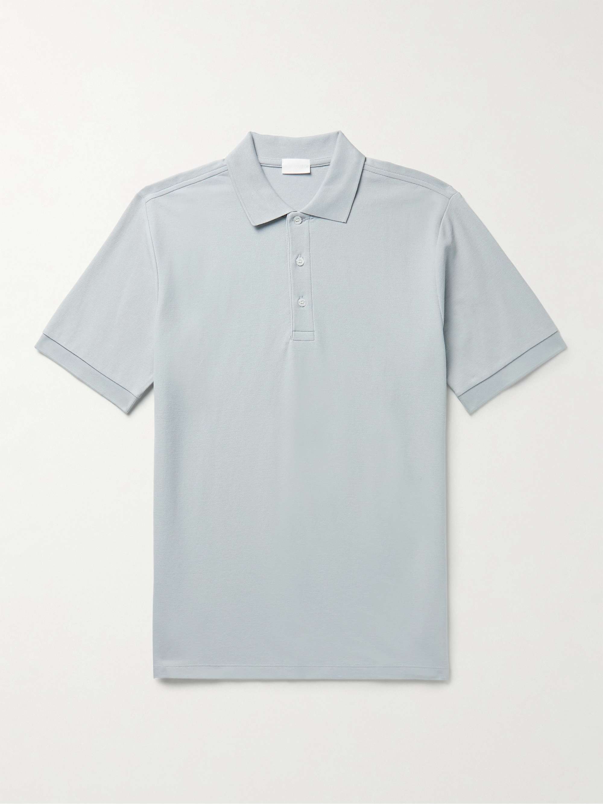 Рубашка поло Pima из хлопка-пике Handvaerk, синий цена и фото