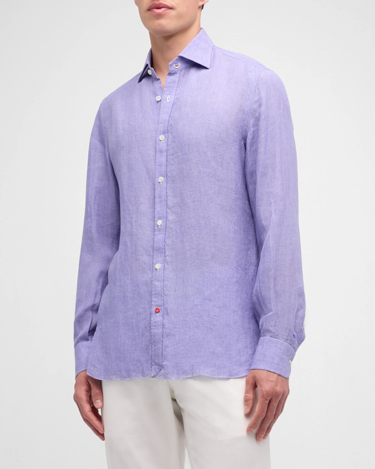 

Мужская однотонная льняная спортивная рубашка Isaia, цвет Pastel Purple
