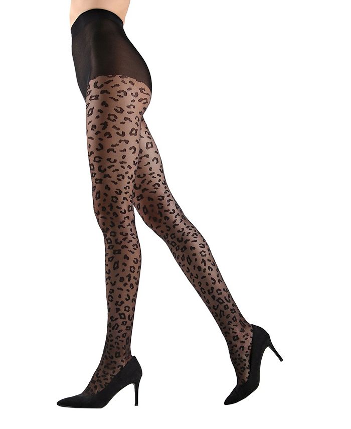 Женские прозрачные колготки с леопардовым принтом MeMoi, черный носки женские прозрачные шелковые с леопардовым принтом