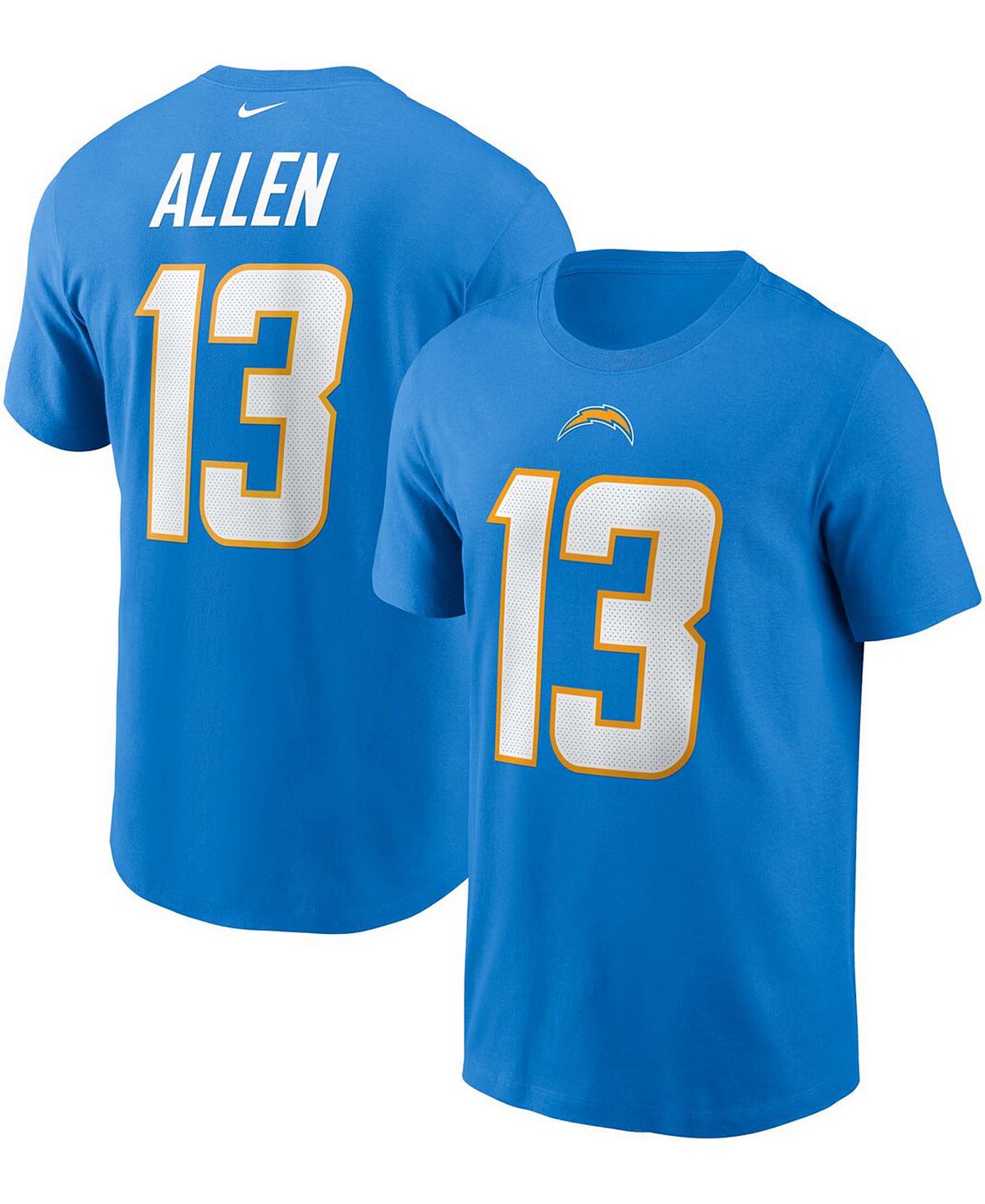 Мужская футболка Keenan Allen Powder Blue Los Angeles Chargers с именем и номером Nike