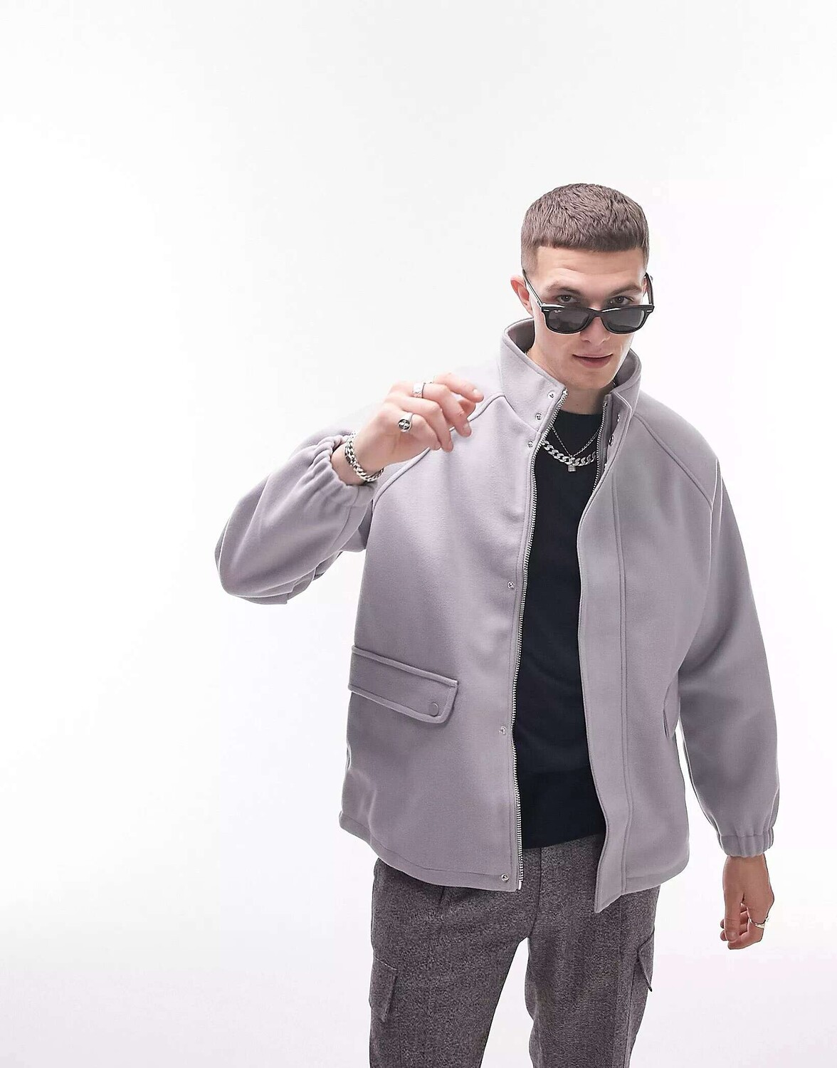 

Шерстяная куртка-воронка Topman синего цвета, Синий