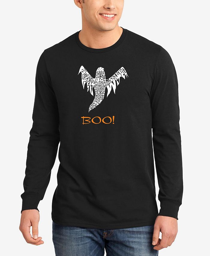Мужская футболка с длинным рукавом «Хэллоуин Призрак» Word Art LA Pop Art, черный кружка семенушка веселого хэллоуина