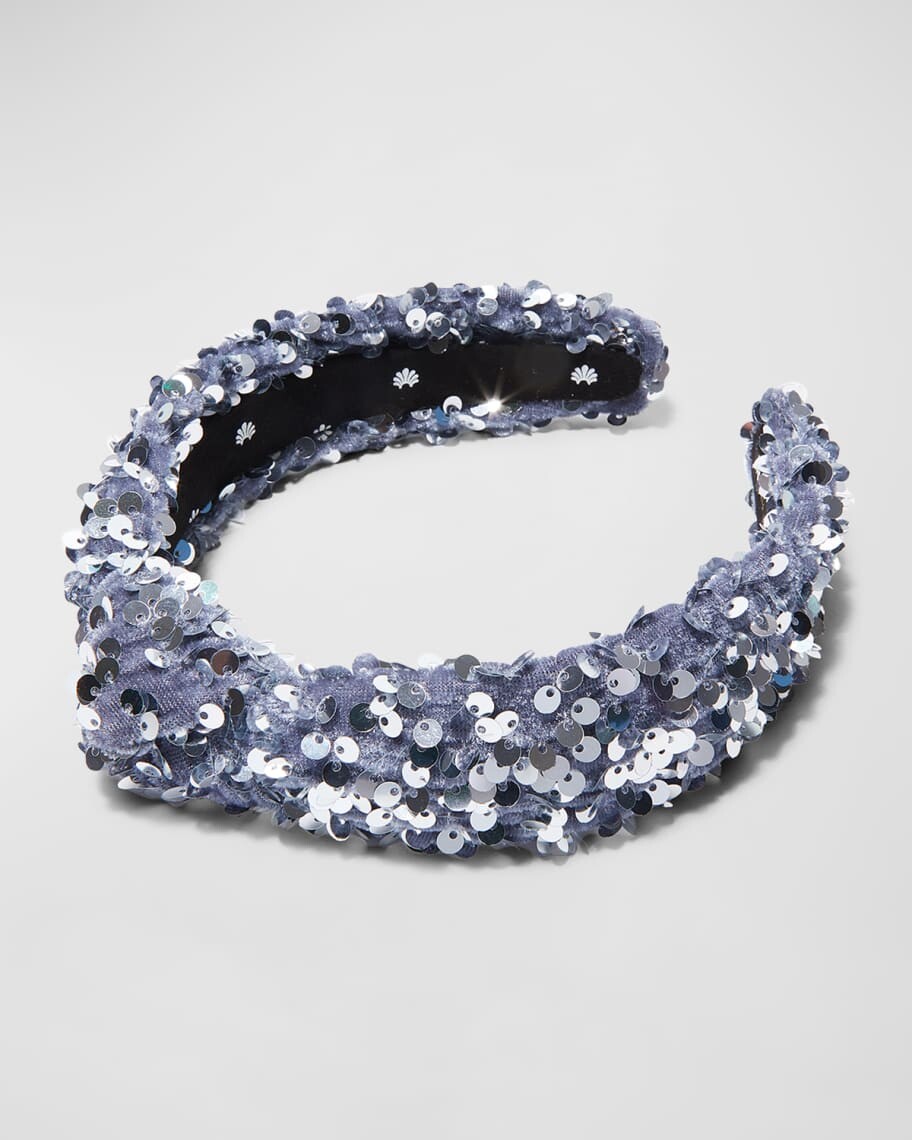 

Узкая повязка на голову с узким узлом Velvet Sequin Lele Sadoughi