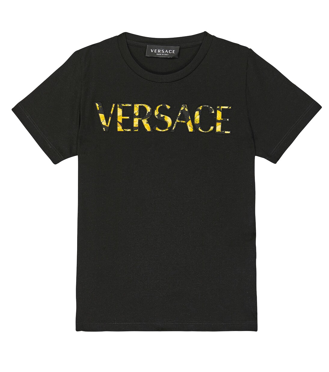 

Хлопковая футболка с логотипом Versace Kids, черный