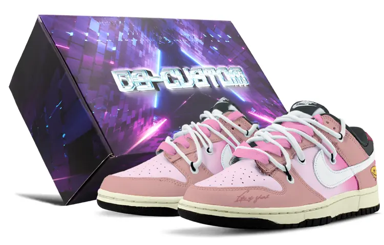 

Кроссовки для скейтбординга Dunk женские с низким верхом розовые/белые Nike