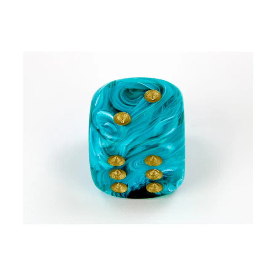 

d6 20 мм Бирюзовый с золотом (2), Dice - Vortex - d6 (Chessex)