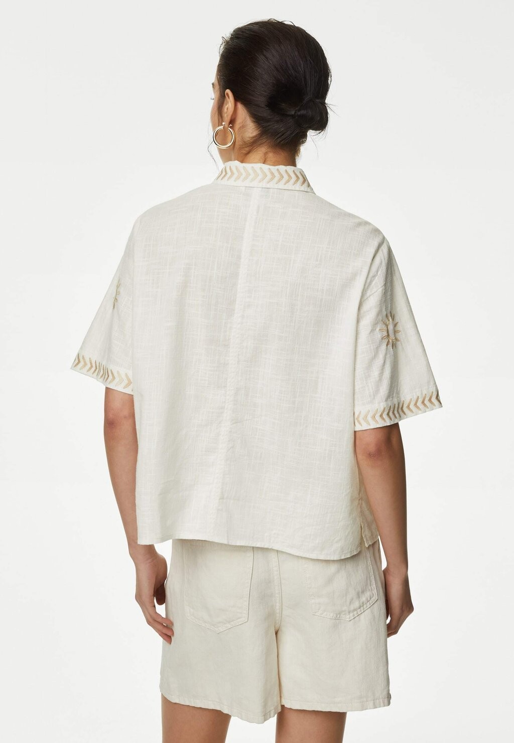 

Рубашка PURE COTTON EMBROIDERED Marks & Spencer, кремовый