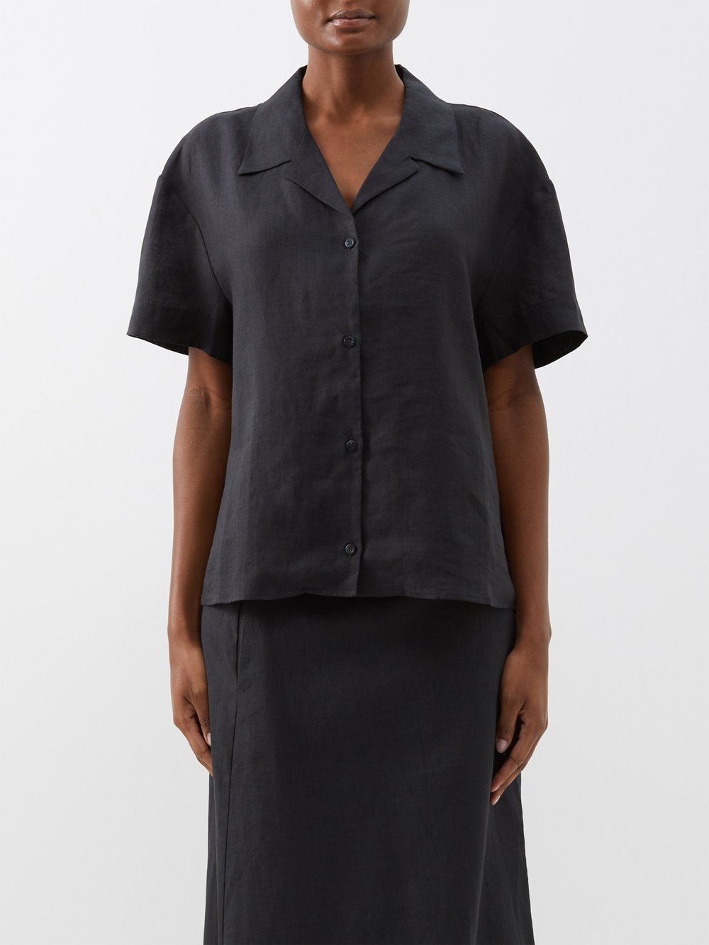 Рубашка из батиста «прага» из органического льна Asceno, черный