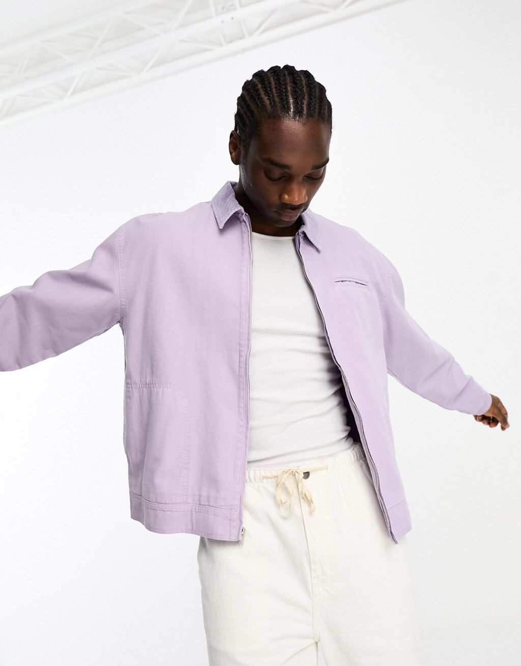 

Выцветшая фиолетовая летняя куртка Harrington оверсайз ASOS DESIGN, Фиолетовый