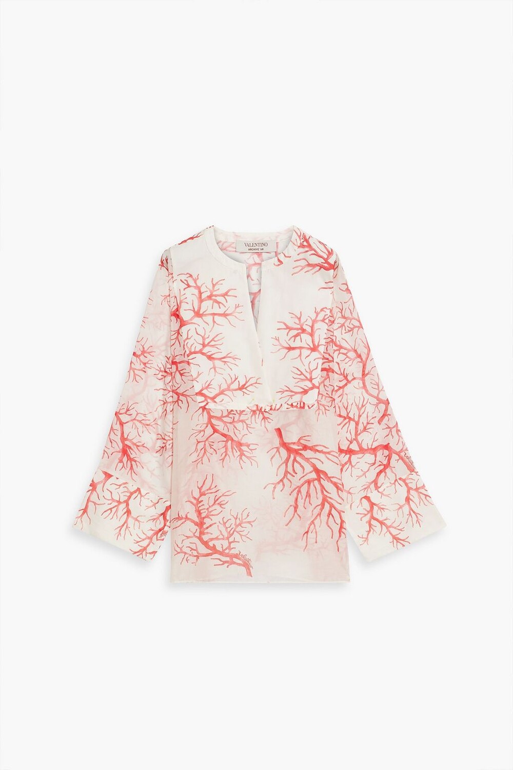 

Топ из вуали с принтом из хлопка и шелка VALENTINO GARAVANI, коралловый