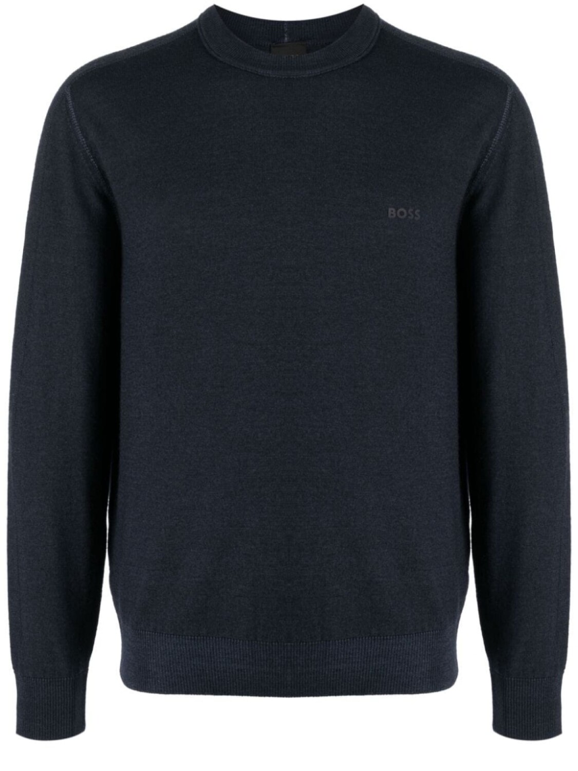 

BOSS logo-print virgin wool jumper, синий