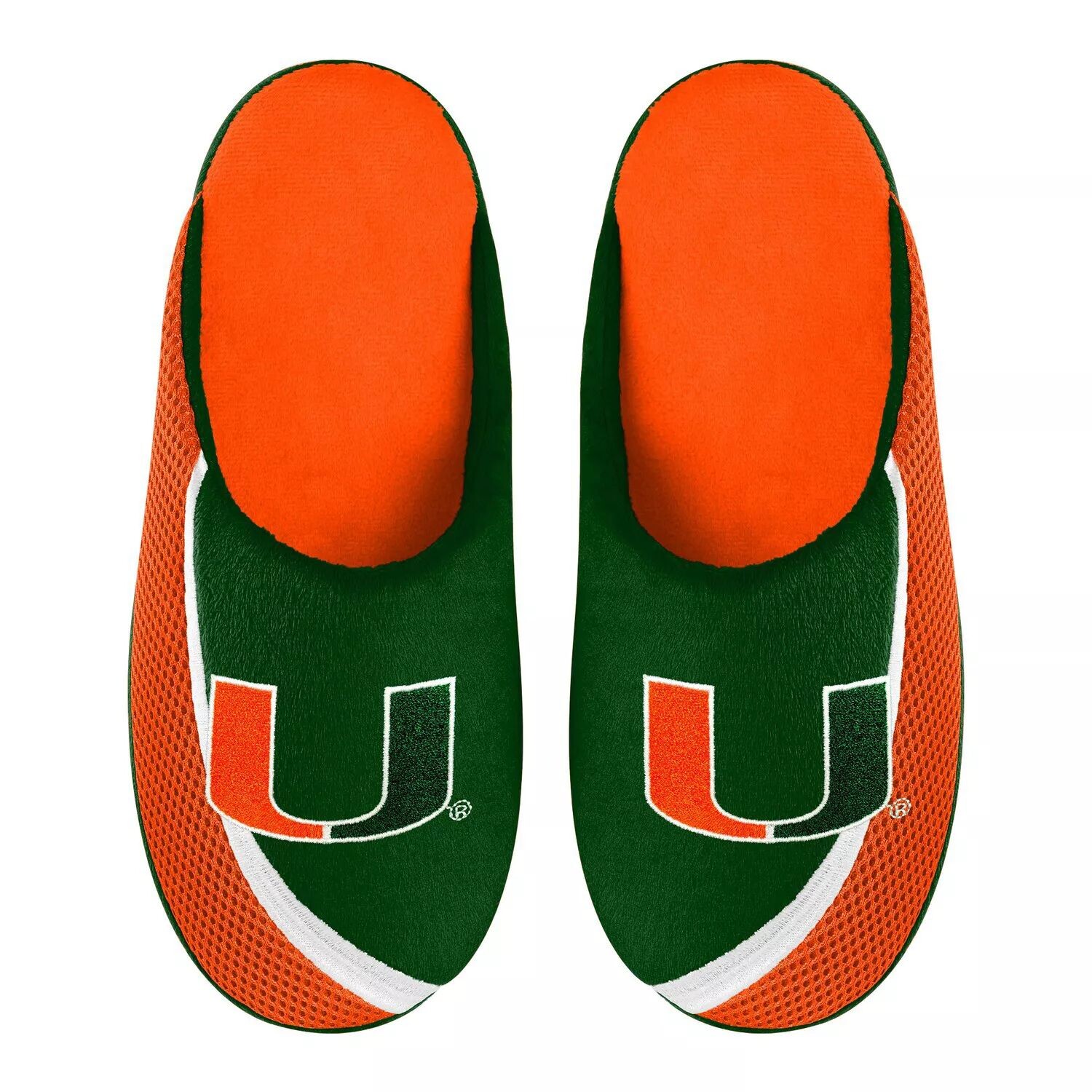 

Мужские тапочки FOCO Miami Hurricanes с цветным краем и большим логотипом