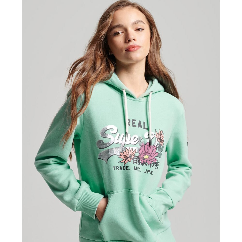 Худи Superdry Vintage Vl Narrative, зеленый