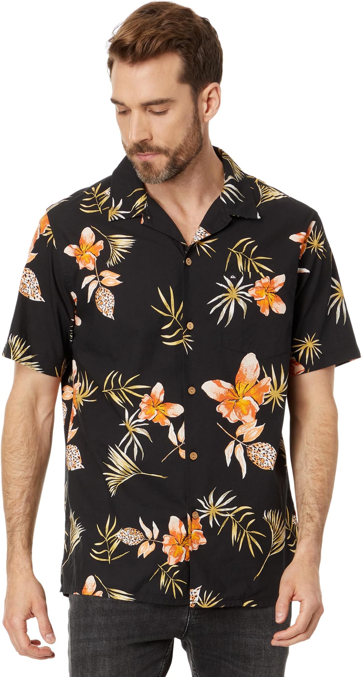 Рубашка Tropical Floral Short Sleeve Woven Quiksilver, цвет Black Tropical Floral