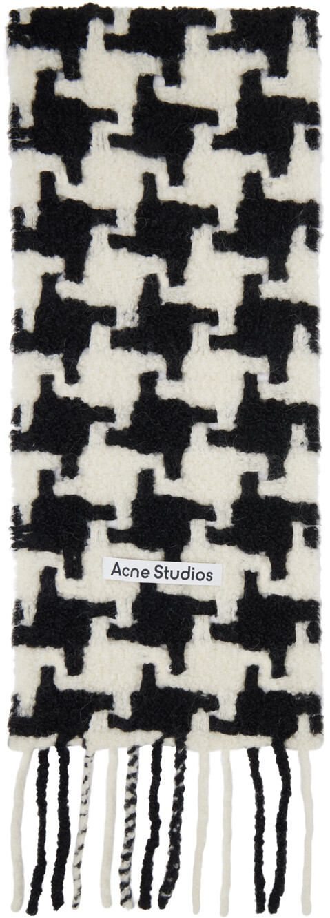

Черно-белый шарф с узором «гусиные лапки» Acne Studios, цвет White/Black