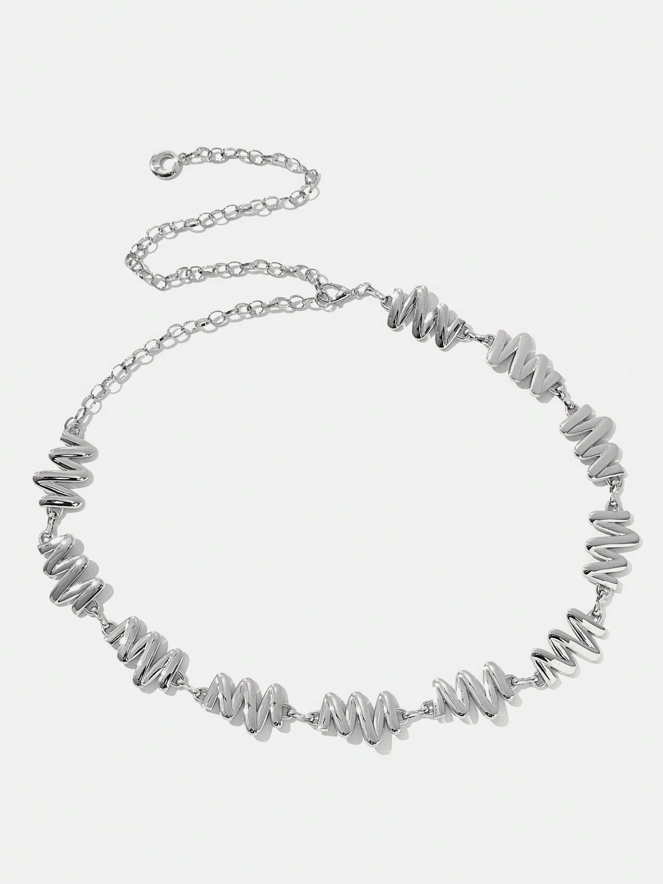SHEIN BAE Модная металлическая женская цепочка на талию с геометрическим узором, серебро