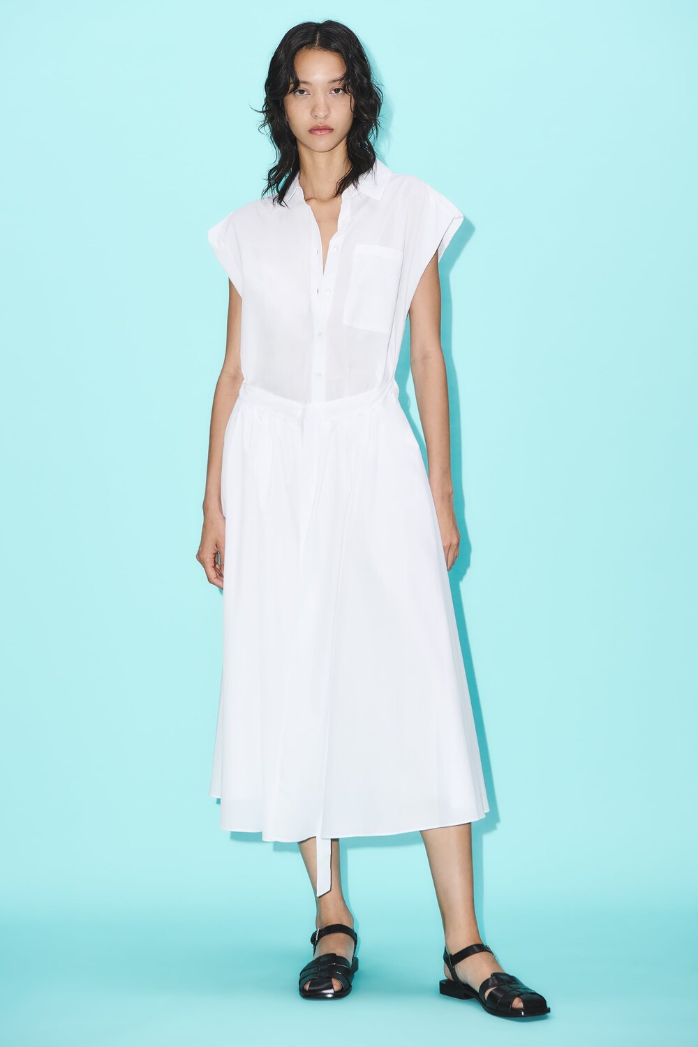 

Платье из поплина Zara, белый