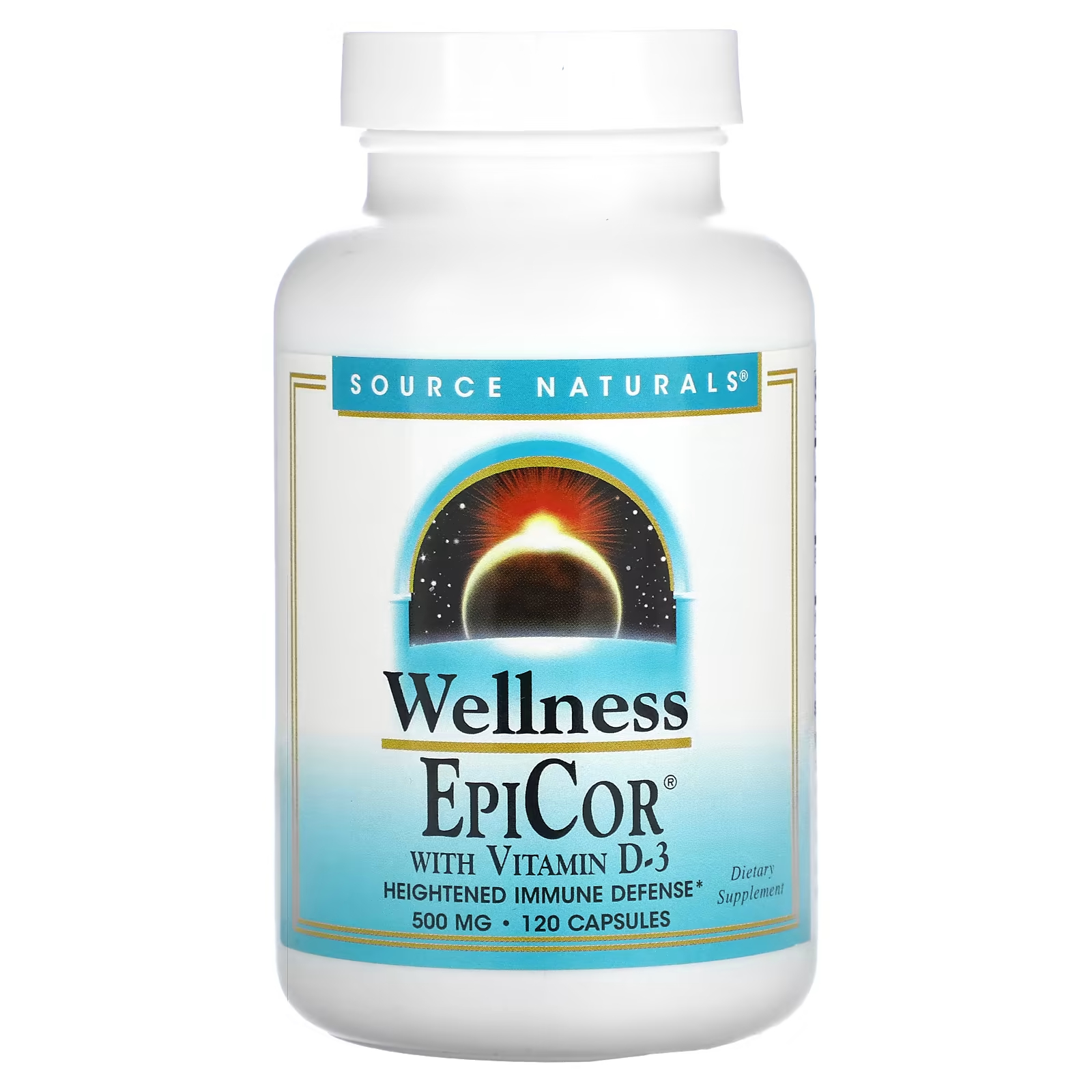 Пищевая добавка Source Naturals EpiCor с витамином D-3 500 мг, 120 капсул kos immune defense добавка для защиты иммунитета с epicor 90 капсул